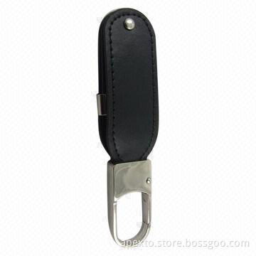 Leather USB Flash Drive with 16GB Storage Capacity, Supports Password and Bootable Function